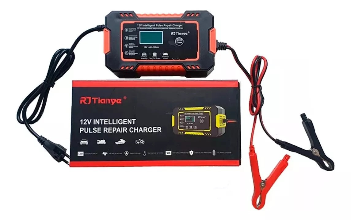 Cargador Batería Carro Moto 12v Pantalla