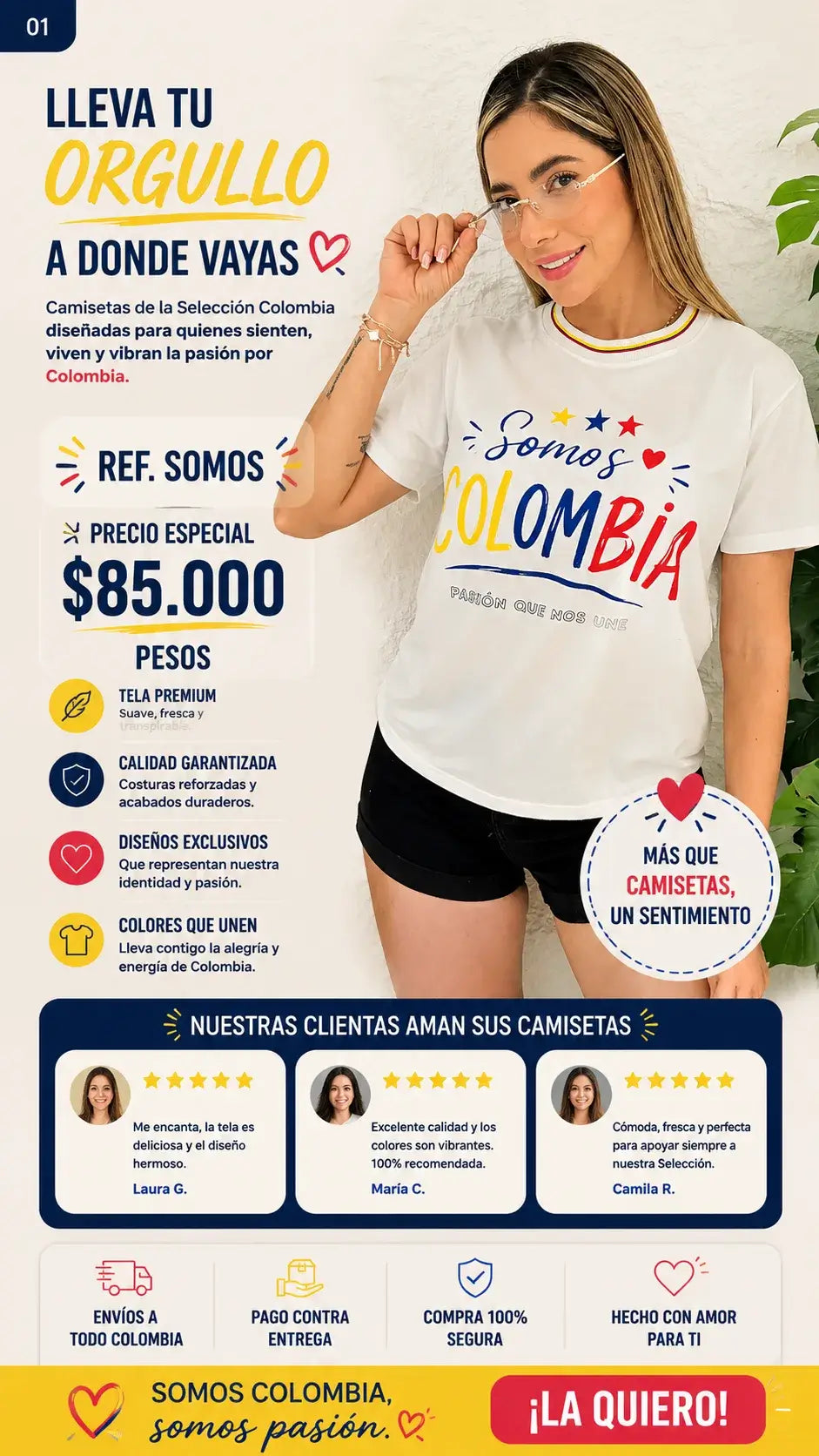 Camisetas Colombia Dama